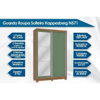 Guarda Roupa Solteiro 2 Portas de Correr e 2 Gavetas c/Espelho e Pés N571 Branco - Kappesberg