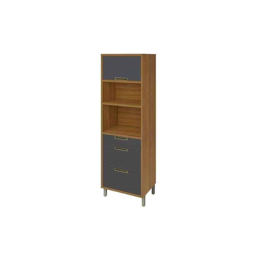 Paneleiro De Cozinha Imperatriz Torre Quente C-1 Porta E 3 Gavetas 70cm Freijo-grafite - Nesher - 1