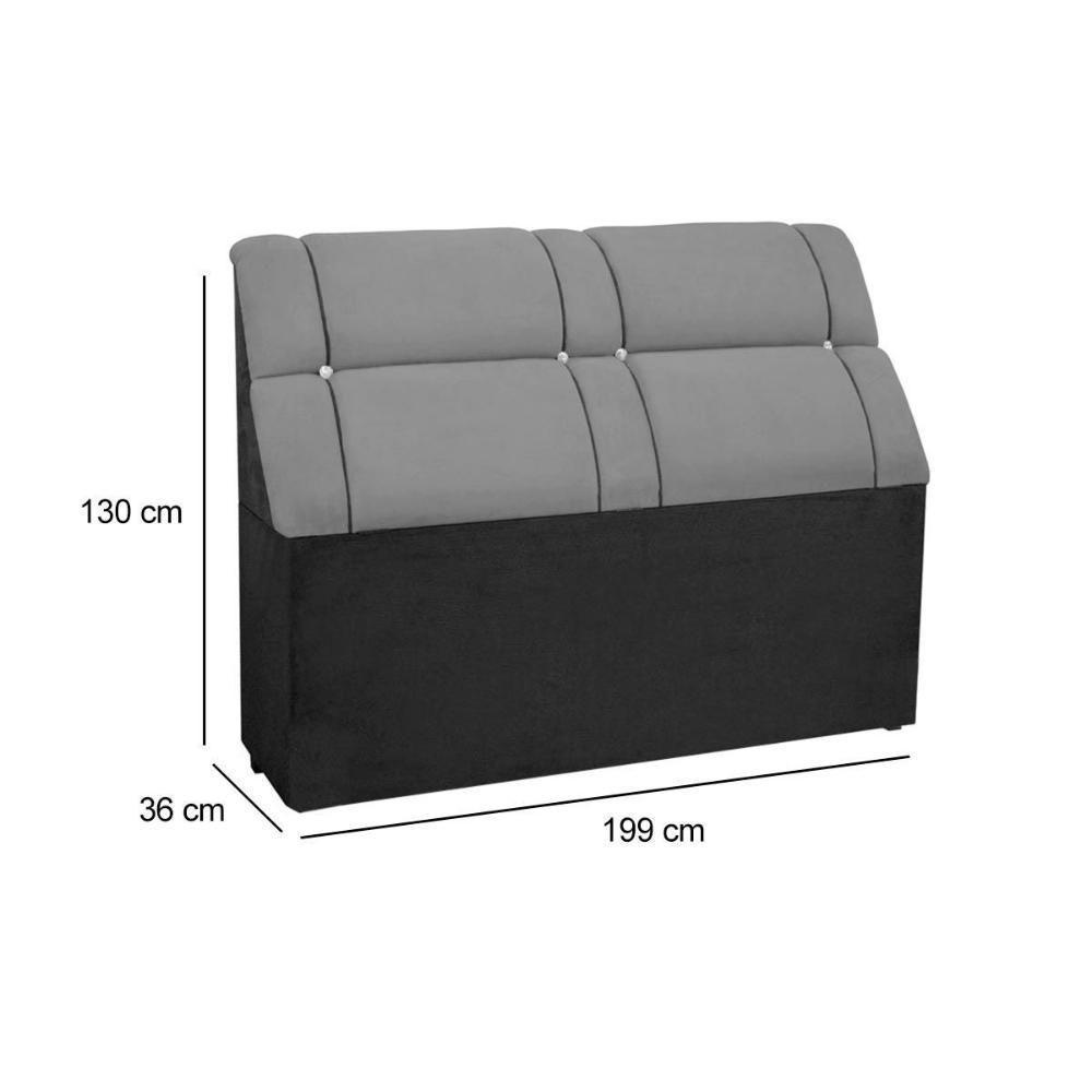 Cabeceira Cama Box Estofada King King Imperador Suede Cinza - Simbal - 5