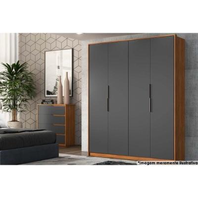 Guarda Roupa Solteiro Attore 4 Portas de Bater 3 Gavetas Amendola-grafito Demóbile
