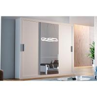 Guarda Roupa Casal 3 Portas de Correr e 4 Gavetas c/ Espelho Veneza Luxo Branco - Rufato - 1