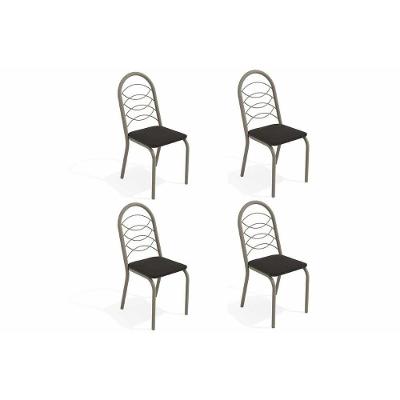 Cadeira Sala de Jantar Holanda 4C009NK Aço Kit 4 Uni Niquel/Preto 110 - Kappesberg
