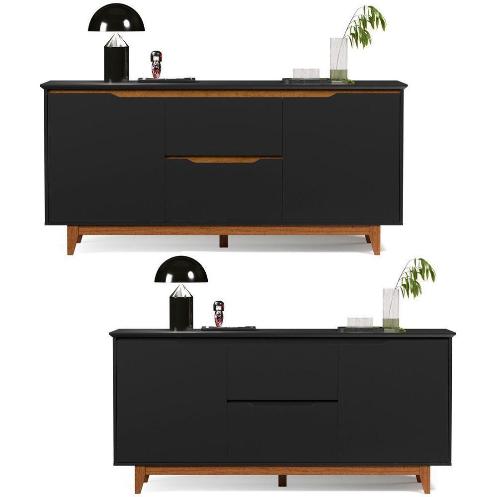 Buffet Aparador 2 Portas E 2 Gavetas Flop Preto - 5
