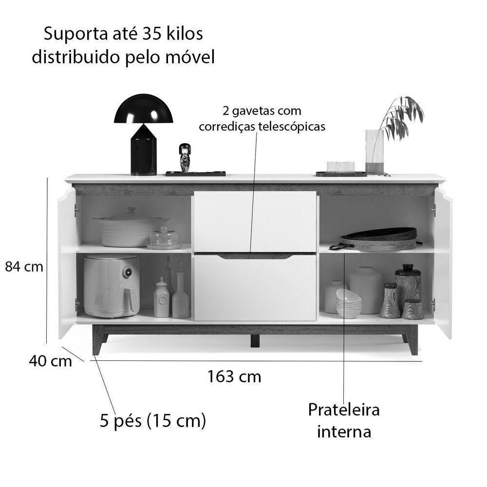 Buffet Aparador 2 Portas E 2 Gavetas Flop Off White-freijó - 3
