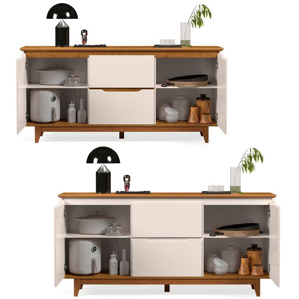 Buffet Aparador 2 Portas E 2 Gavetas Flop Off White-freijó - 4