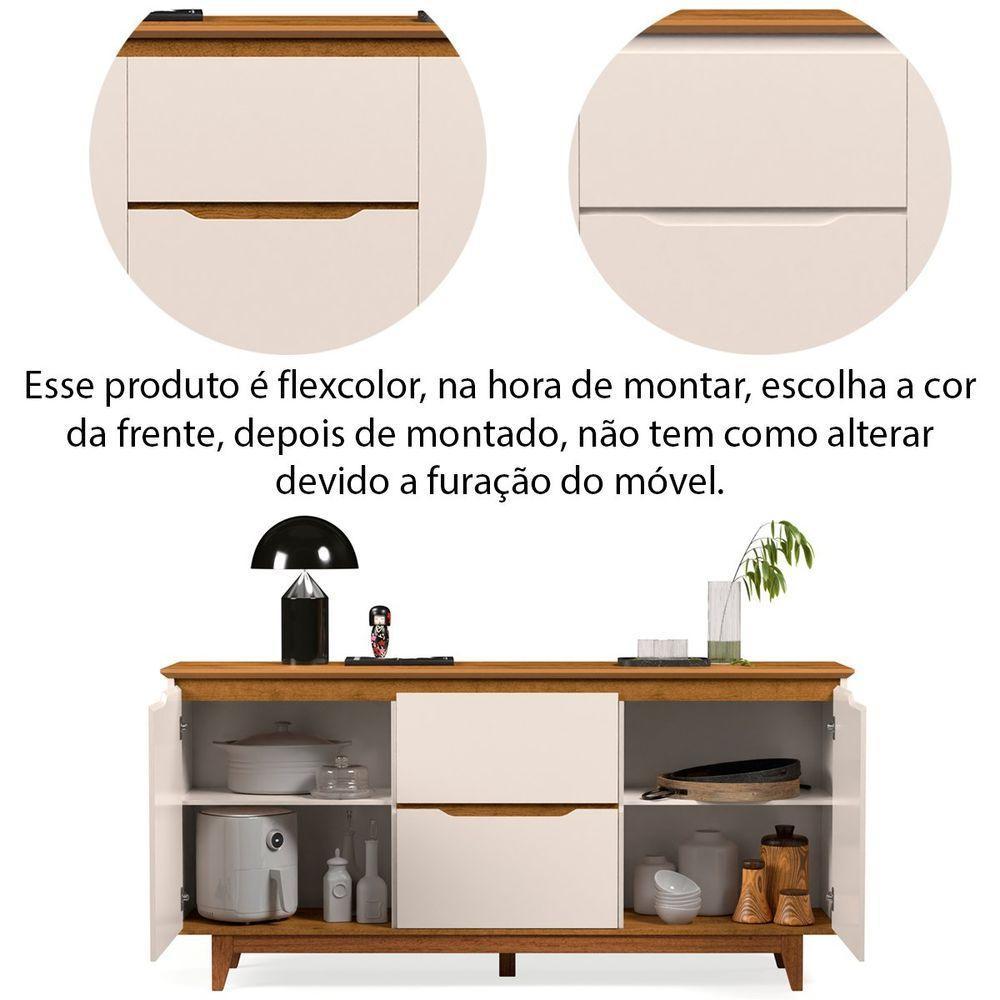 Buffet Aparador 2 Portas E 2 Gavetas Flop Off White-freijó - 6