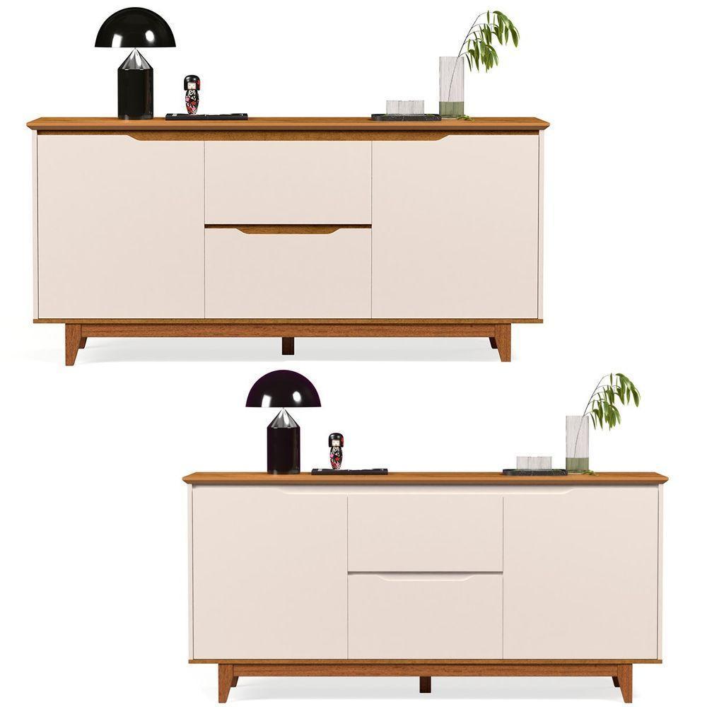 Buffet Aparador 2 Portas E 2 Gavetas Flop Off White-freijó - 7