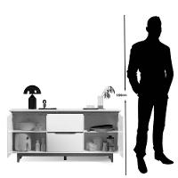 Buffet Aparador 2 Portas E 2 Gavetas Flop Off White-freijó - 8