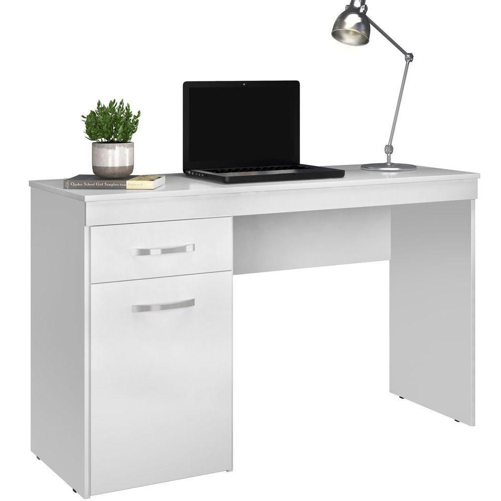 Mesa Para Computador Escrivaninha 1 Gaveta 1 Porta Glória Branco - 1