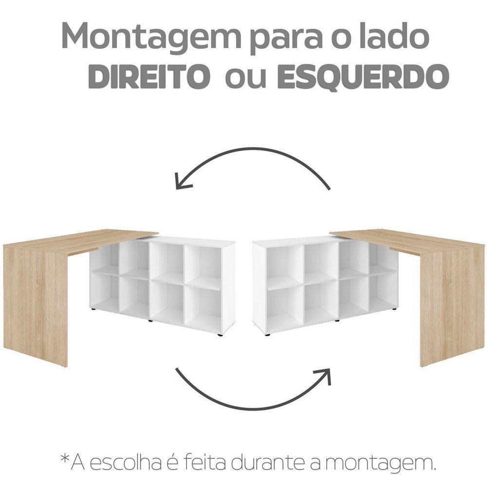 Escrivaninha De Canto Em L 8 Nichos - Casa Chick Carvalho-branco - 3