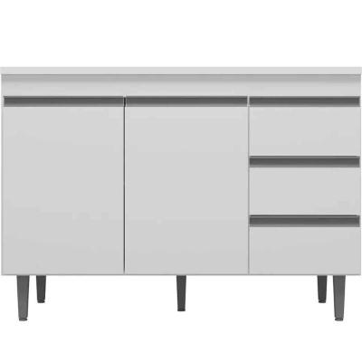 Balcão De Pia 120 Cm Adriana 2 Portas E 3 Gavetas Branco