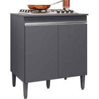 Balcão Para Cooktop Adriana 2 Portas Com Tampo Cinza - 1