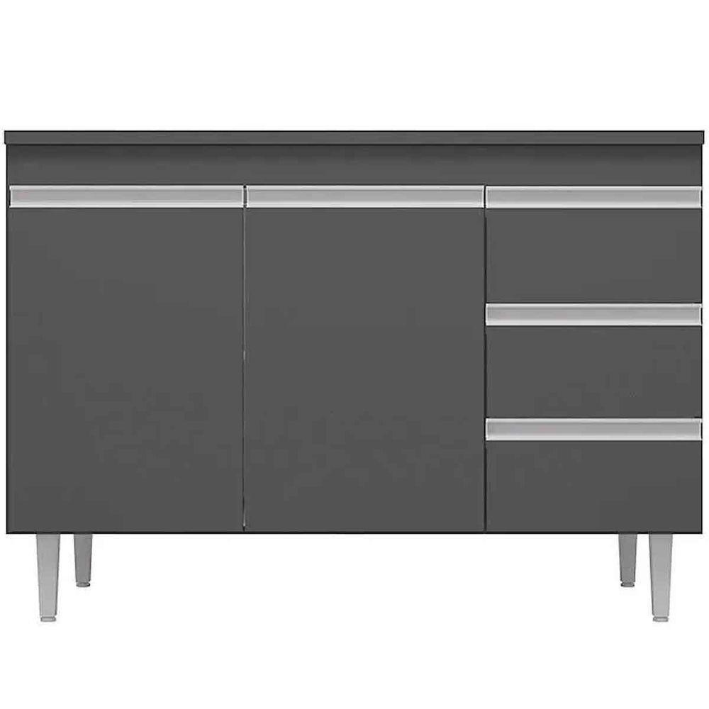 Balcão De Pia 100 Cm Adriana 2 Portas 3 Gavetas Cinza - 1