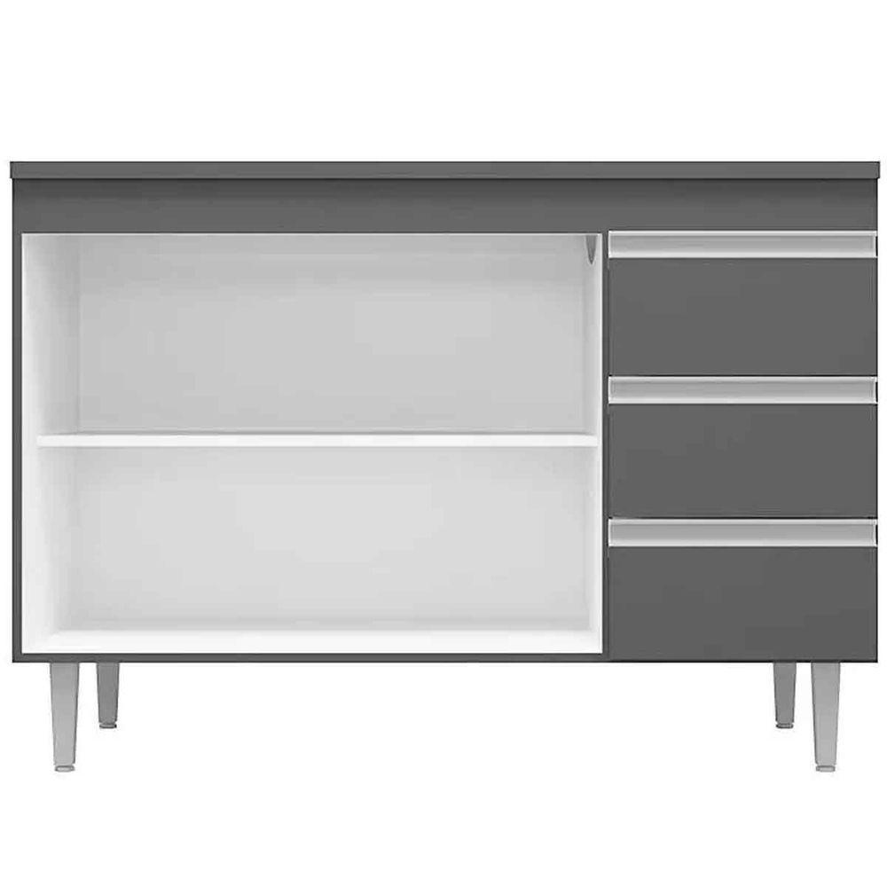 Balcão De Pia 100 Cm Adriana 2 Portas 3 Gavetas Cinza - 3