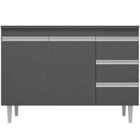 Balcão De Pia 100 Cm Adriana 2 Portas 3 Gavetas Cinza - 1