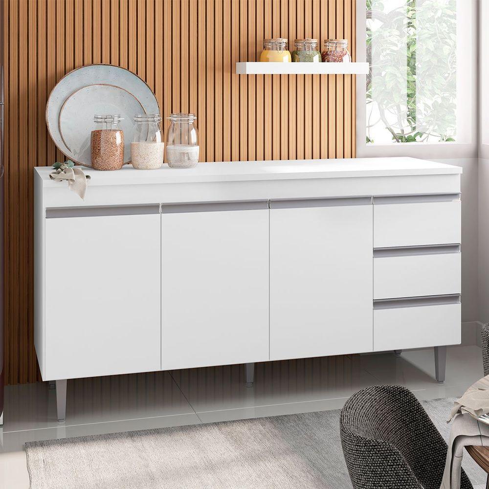 Balcão De Pia 150 Cm Adriana 3 Portas 3 Gavetas Branco - 3