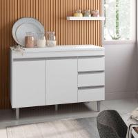 Balcão De Pia 100 Cm Adriana 2 Portas 3 Gavetas Branco - 2