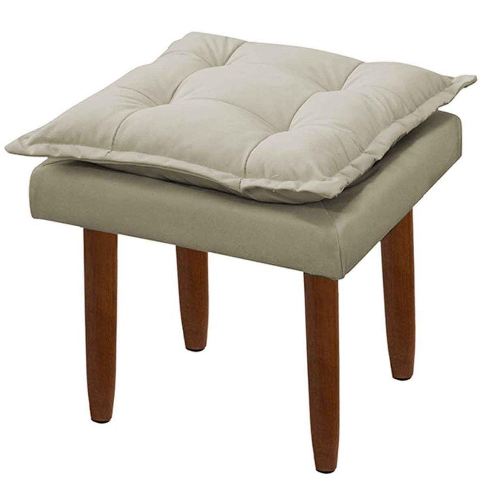 Poltrona De Amamentação Com Puff Veludo Bege - Casa Chick - 2