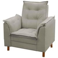 Poltrona De Amamentação Com Puff Veludo Bege - Casa Chick - 3