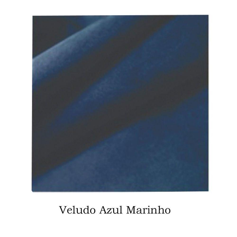 Poltrona De Amamentação Com Puff Veludo Azul Marinho - Casa Chick - 3