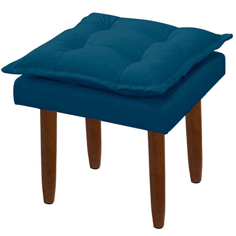 Poltrona De Amamentação Com Puff Veludo Azul Marinho - Casa Chick - 4