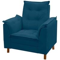 Poltrona De Amamentação Com Puff Veludo Azul Marinho - Casa Chick - 2