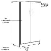 Armário Multiuso Rosa 2 Portas 3 Prateleiras Branco