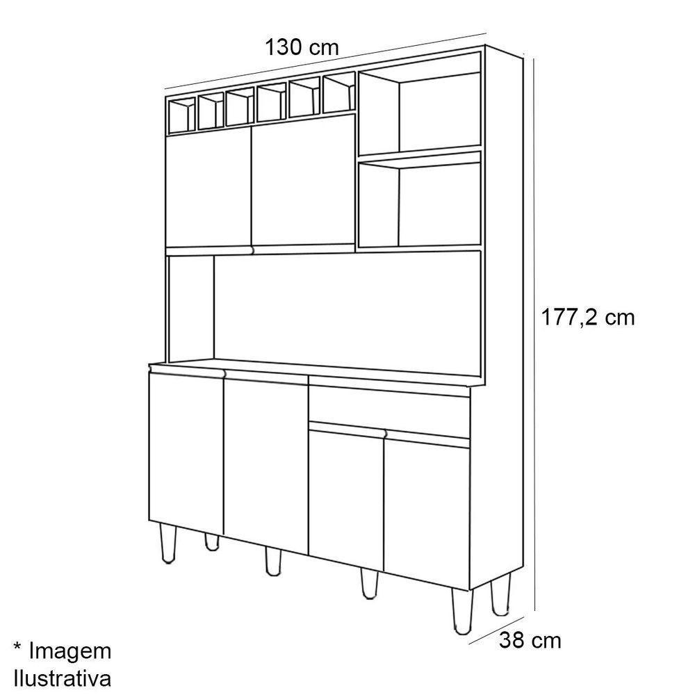 Kit De Cozinha Aline 6 Portas E 1 Gaveta Preto - 4