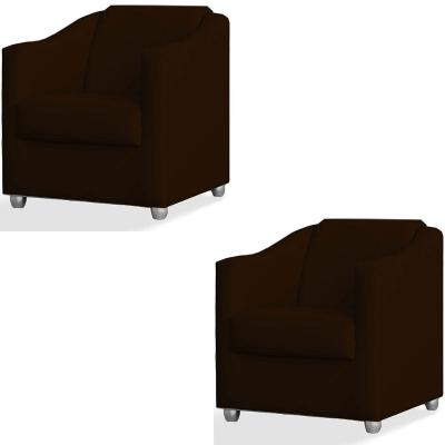 Kit 2 Poltronas Luiza Sintético Marrom