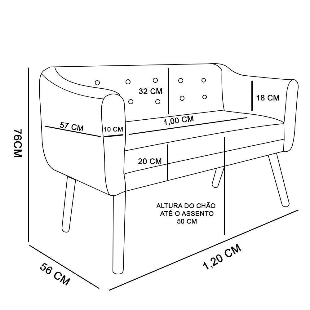 Sofá Retrô Namoradeira Julia 2 Lugares Suede Marrom Rato D'rossi - 9