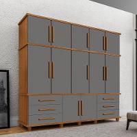 Guarda Roupa Londres 5 Portas 6 Gavetas Com Sapateira - Carvalho New/cinza - Cor: Bege - 1