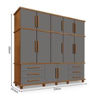 Guarda Roupa Londres 5 Portas 6 Gavetas Com Sapateira - Carvalho New/cinza - Cor: Bege - 4