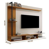Painel Onix Para Tv Até 65 Polegadas Com Nicho E Prateleira -Carvalho New/off Whi -Cor:Bege - 2
