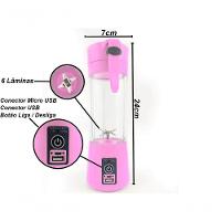 Mini Liquidificador Portátil Recarregável Usb 6 Lâminas Rosa - 5