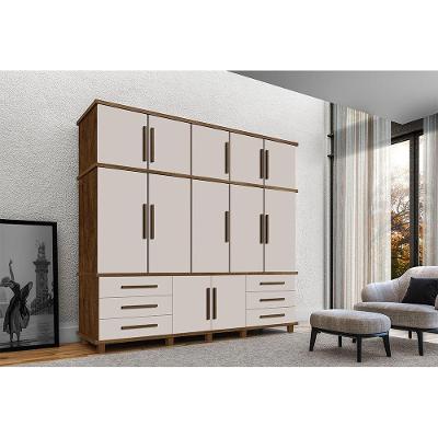 Guarda Roupa Casal Rústico 5 Portas 6 Gavetas Malbec Off White Londres