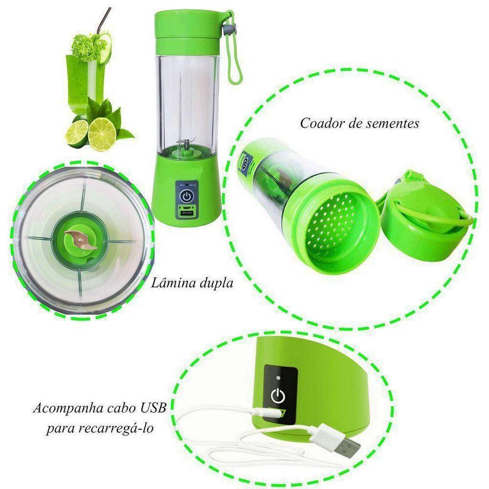 Mini Liquidificador Portátil Elétrico Recarregável Usb Verde - 6