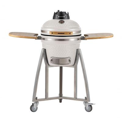 Churrasqueira Kamado Pequeno Da Rasco Branco C/ Grelha Aço Inox Suporte E Mesas. Serve Até 5 Pessoas Branco