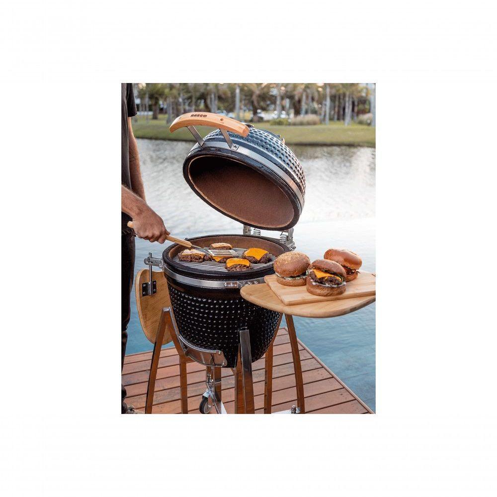 Churrasqueira Kamado Médio Rasco Vermelho C/ Grelha Aço Inox, Suporte E Mesas. Ideal P/ 8 Pessoas Vermelho - 2