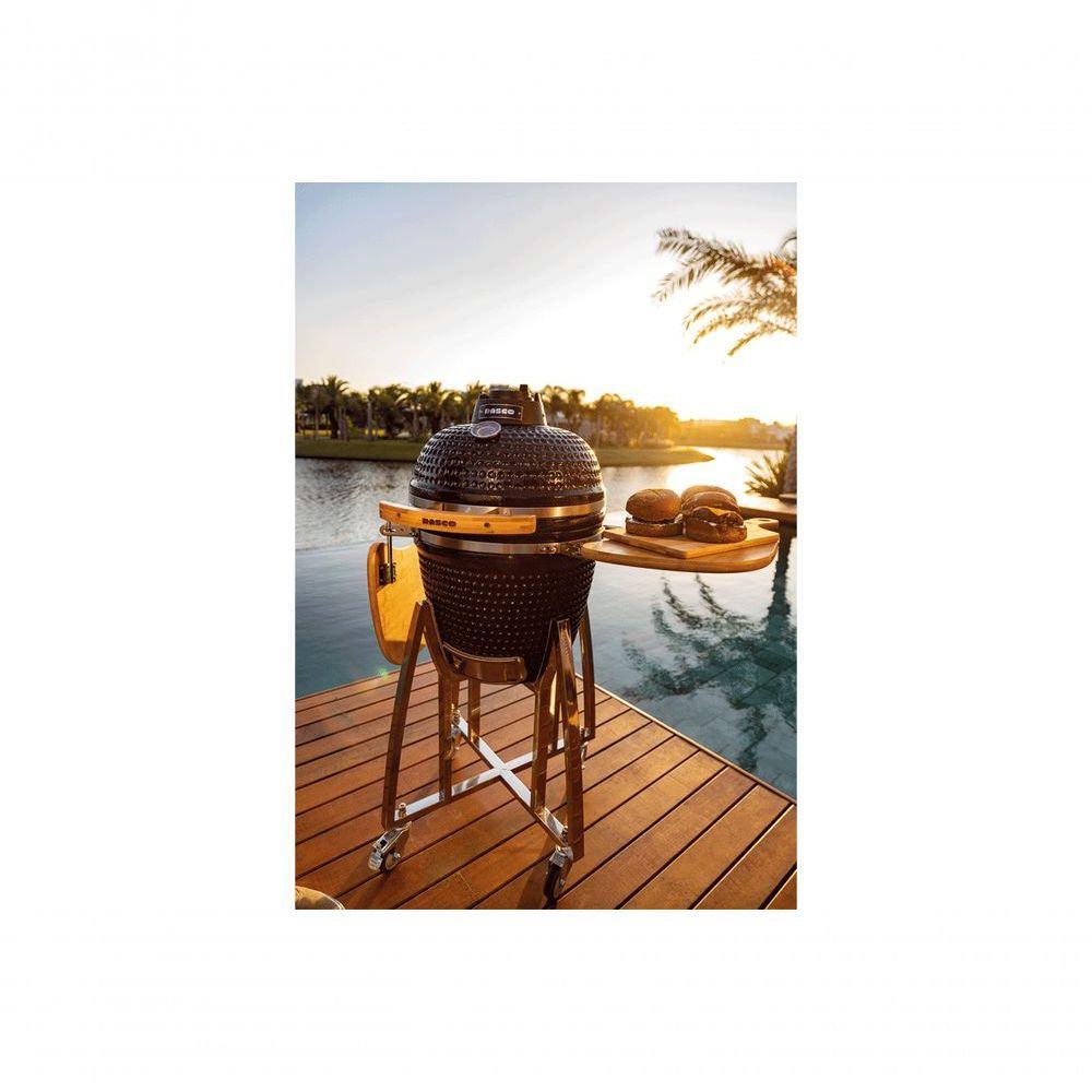 Churrasqueira Kamado Médio Rasco Vermelho C/ Grelha Aço Inox, Suporte E Mesas. Ideal P/ 8 Pessoas Vermelho - 4