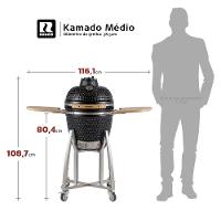 Churrasqueira Kamado Médio Rasco Vermelho C/ Grelha Aço Inox, Suporte E Mesas. Ideal P/ 8 Pessoas Vermelho - 3