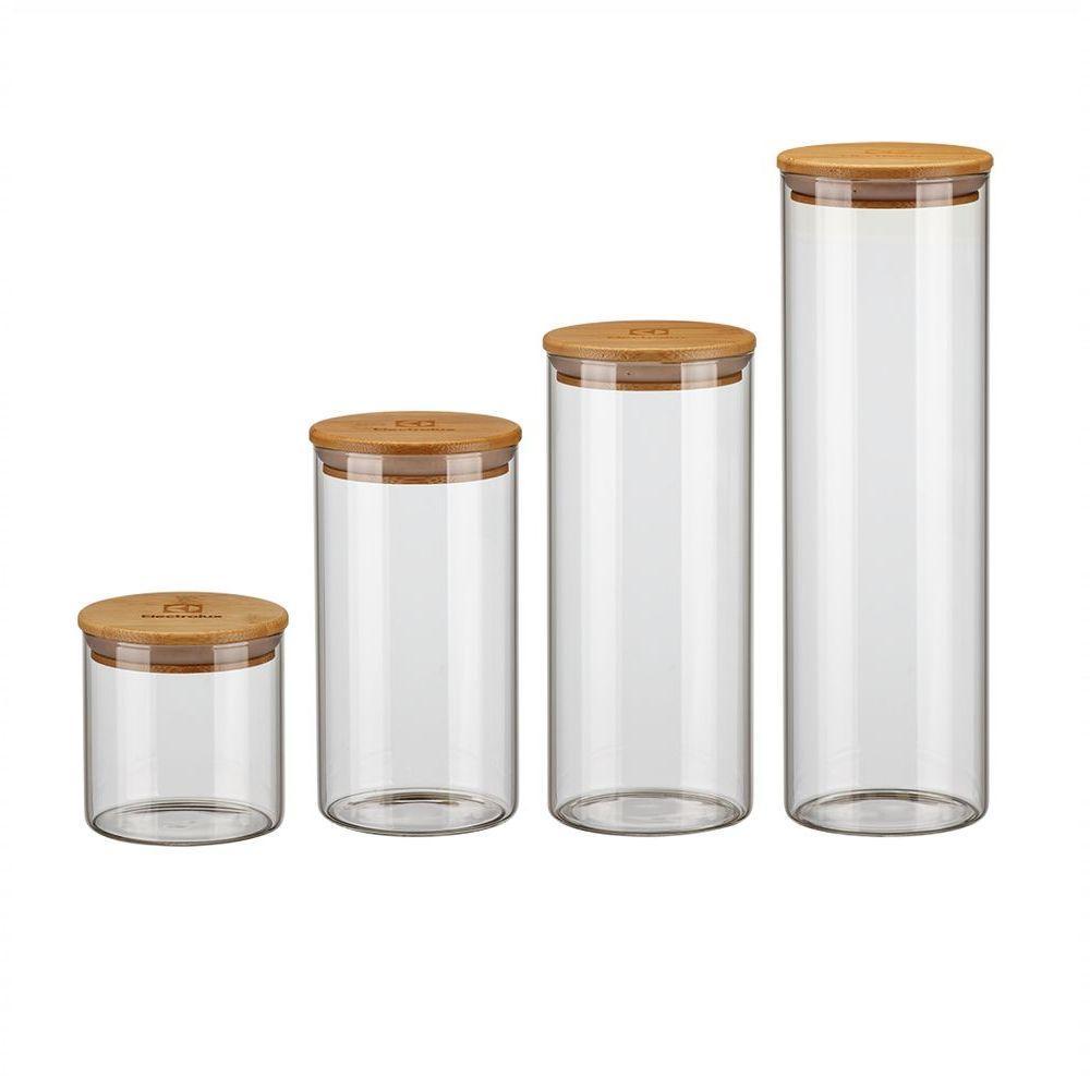 Kit 4 Potes De Vidro Com Tampa De Bambu Porta Mantimentos Herméticos Electrolux - 5