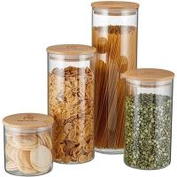 Kit 4 Potes De Vidro Com Tampa De Bambu Porta Mantimentos Herméticos Electrolux - 1