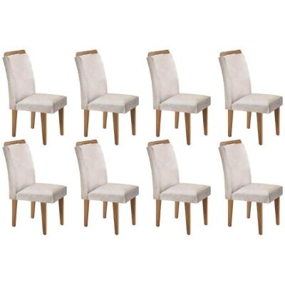 Conjunto: Mesa Sala Jantar Athenas Kit 8 Un Imbuia-veludo Creme - Rufato