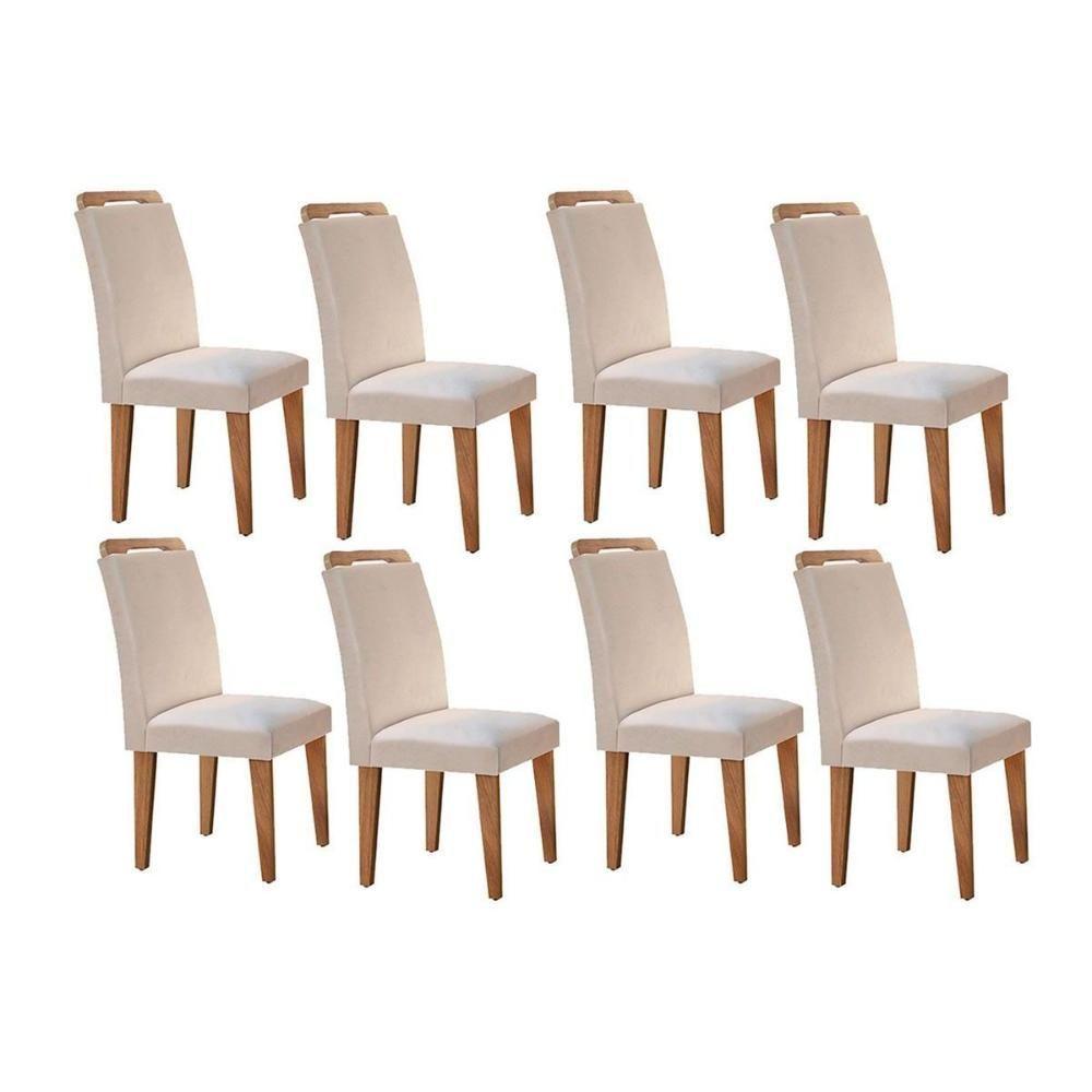 Conjunto: Mesa Sala Jantar Athenas Kit 8 Un Capuccino-veludo Creme - Rufato - 1