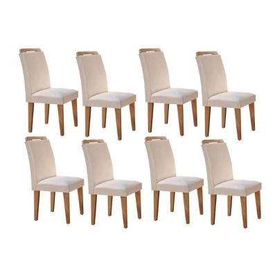 Conjunto: Mesa Sala Jantar Athenas Kit 8 Un Capuccino-veludo Creme - Rufato