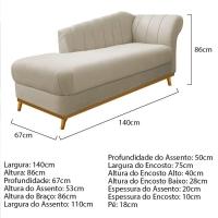 Kit Diva Recamier Vanessa 140cm Lado Esquerdo E 01 Poltrona Laura Suede Cor Bege - 7