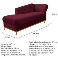 Kit Diva Recamier Vanessa 160cm Lado Esquerdo E 01 Poltrona Laura Suede Cor Bordô - 6