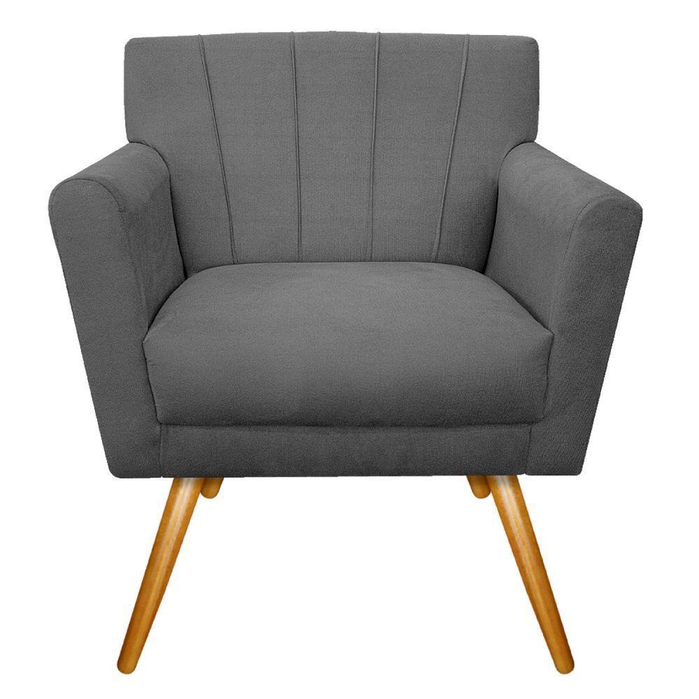 Kit Diva Recamier Vanessa 185cm Lado Direito E 01 Poltrona Laura Suede Cor Cinza - 1