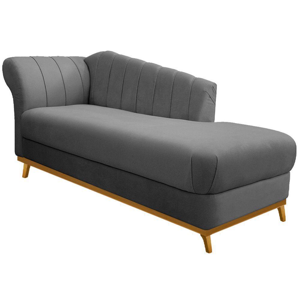 Kit Diva Recamier Vanessa 185cm Lado Direito E 01 Poltrona Laura Suede Cor Cinza - 4