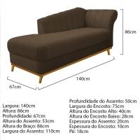 Kit Diva Recamier Vanessa 140cm Lado Esquerdo E 01 Poltrona Laura Suede Cor Marrom - 6